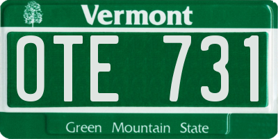 VT license plate OTE731