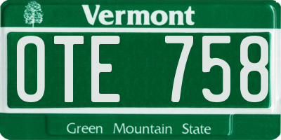 VT license plate OTE758