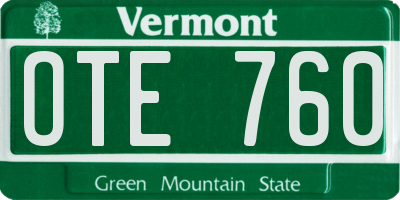 VT license plate OTE760