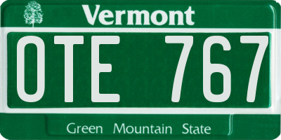 VT license plate OTE767