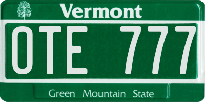 VT license plate OTE777