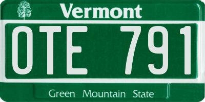 VT license plate OTE791