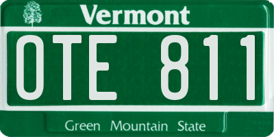 VT license plate OTE811