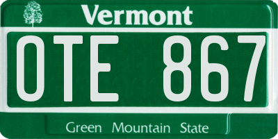 VT license plate OTE867