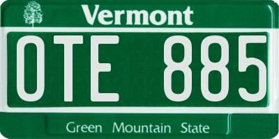 VT license plate OTE885