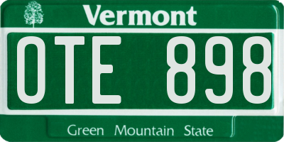 VT license plate OTE898