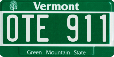 VT license plate OTE911