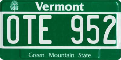 VT license plate OTE952