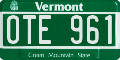 VT license plate OTE961