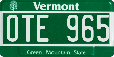 VT license plate OTE965