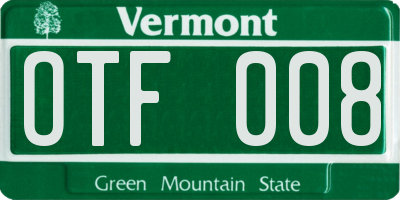 VT license plate OTF008