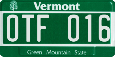 VT license plate OTF016
