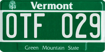 VT license plate OTF029