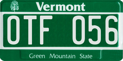 VT license plate OTF056