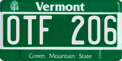 VT license plate OTF206