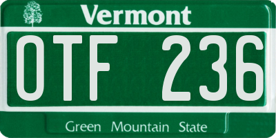 VT license plate OTF236