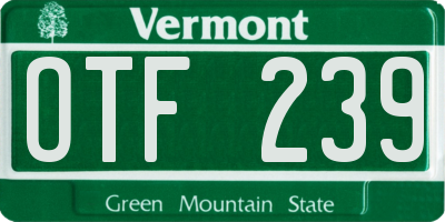 VT license plate OTF239