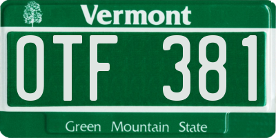 VT license plate OTF381