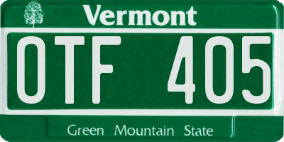 VT license plate OTF405