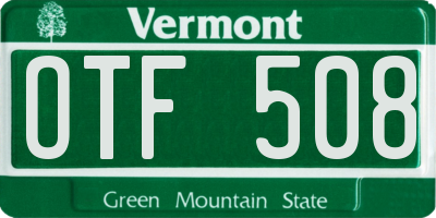 VT license plate OTF508