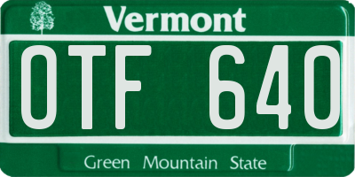 VT license plate OTF640