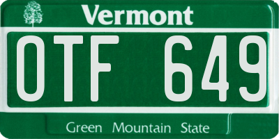 VT license plate OTF649