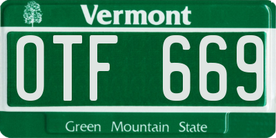 VT license plate OTF669