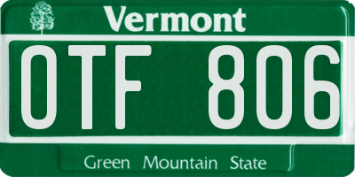 VT license plate OTF806
