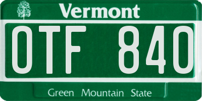 VT license plate OTF840