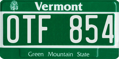 VT license plate OTF854