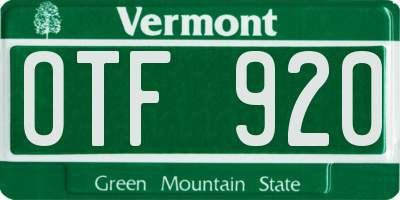 VT license plate OTF920