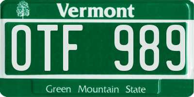 VT license plate OTF989