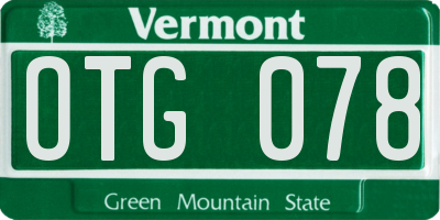 VT license plate OTG078