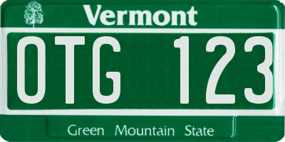 VT license plate OTG123