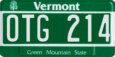 VT license plate OTG214