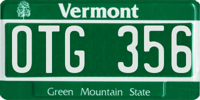 VT license plate OTG356