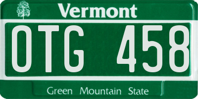 VT license plate OTG458