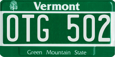 VT license plate OTG502