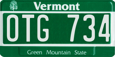 VT license plate OTG734