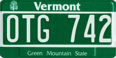 VT license plate OTG742