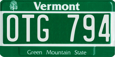 VT license plate OTG794