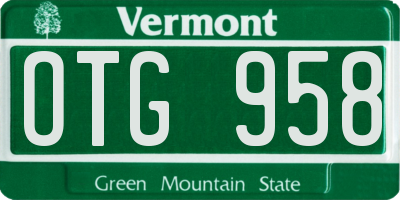 VT license plate OTG958