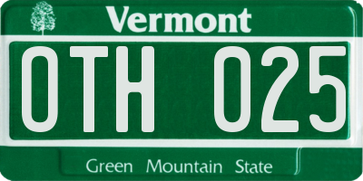 VT license plate OTH025