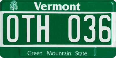 VT license plate OTH036