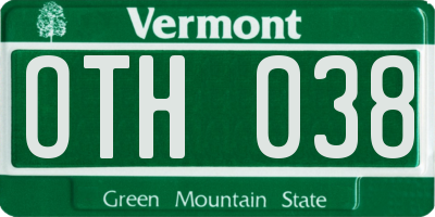VT license plate OTH038