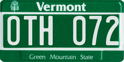 VT license plate OTH072