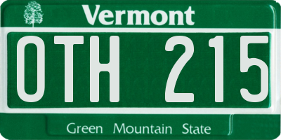 VT license plate OTH215