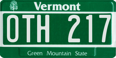 VT license plate OTH217