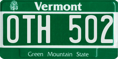 VT license plate OTH502