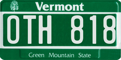 VT license plate OTH818